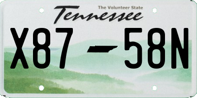 TN license plate X8758N