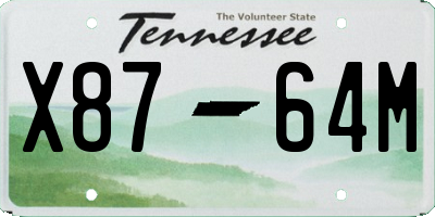 TN license plate X8764M
