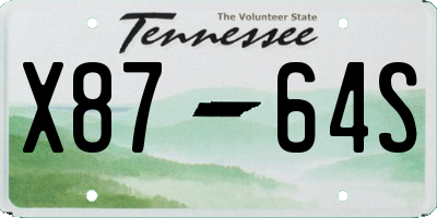 TN license plate X8764S