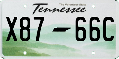 TN license plate X8766C