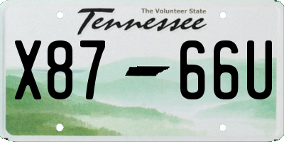 TN license plate X8766U