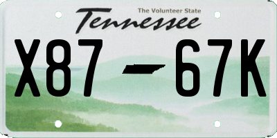 TN license plate X8767K