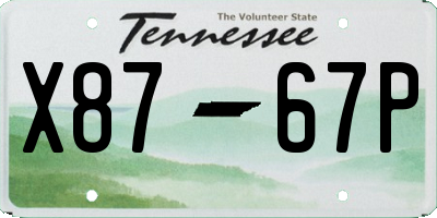 TN license plate X8767P