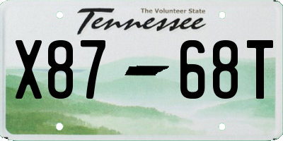 TN license plate X8768T