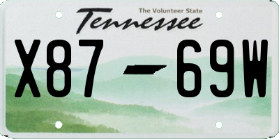 TN license plate X8769W