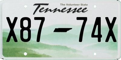 TN license plate X8774X
