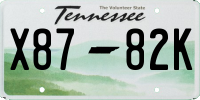 TN license plate X8782K