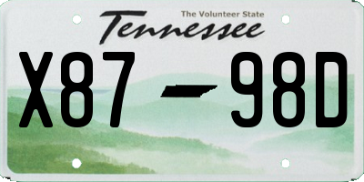 TN license plate X8798D