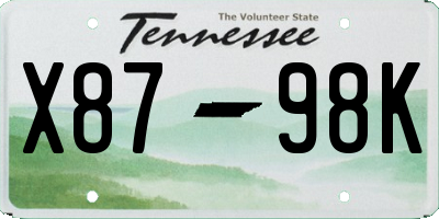 TN license plate X8798K