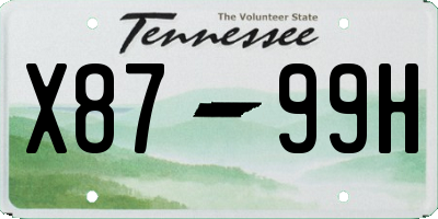 TN license plate X8799H