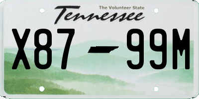TN license plate X8799M