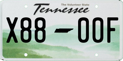 TN license plate X8800F