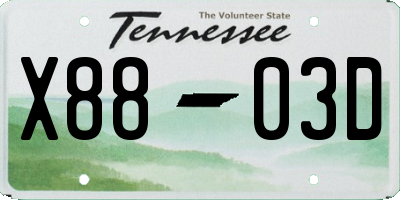 TN license plate X8803D