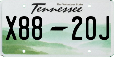 TN license plate X8820J