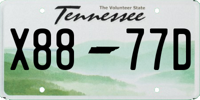 TN license plate X8877D