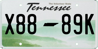 TN license plate X8889K