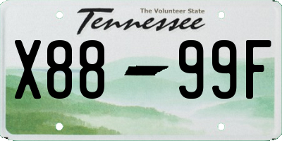 TN license plate X8899F