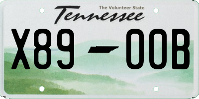 TN license plate X8900B