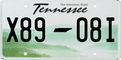 TN license plate X8908I