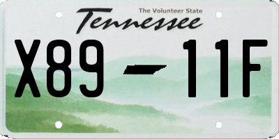 TN license plate X8911F