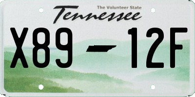 TN license plate X8912F