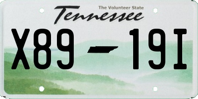 TN license plate X8919I