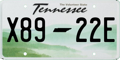 TN license plate X8922E