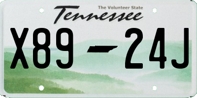 TN license plate X8924J