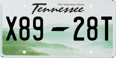 TN license plate X8928T