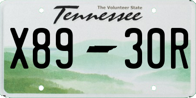 TN license plate X8930R