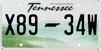 TN license plate X8934W