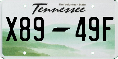 TN license plate X8949F