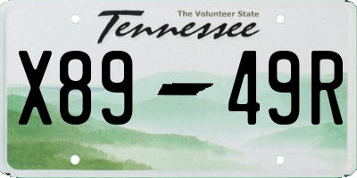 TN license plate X8949R
