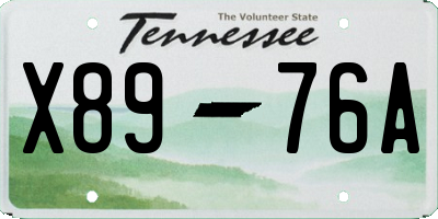 TN license plate X8976A