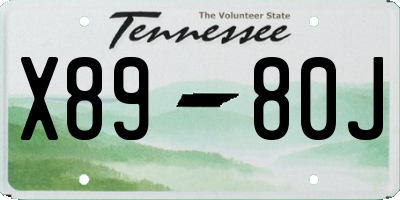 TN license plate X8980J
