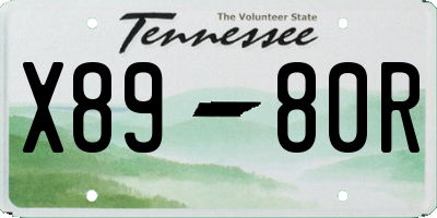 TN license plate X8980R