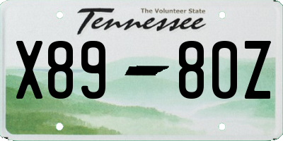 TN license plate X8980Z