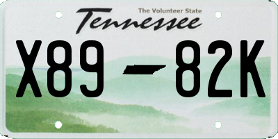 TN license plate X8982K