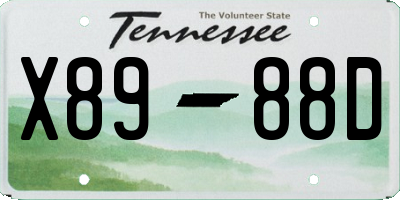 TN license plate X8988D