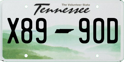 TN license plate X8990D