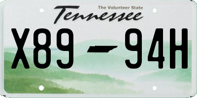 TN license plate X8994H