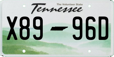 TN license plate X8996D