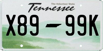 TN license plate X8999K
