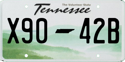 TN license plate X9042B