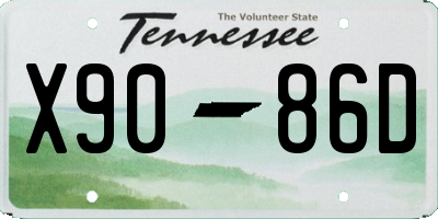 TN license plate X9086D