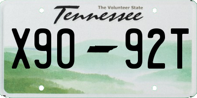 TN license plate X9092T