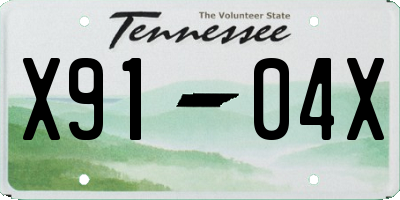 TN license plate X9104X