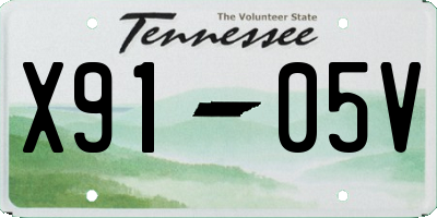 TN license plate X9105V
