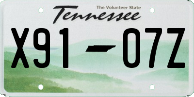 TN license plate X9107Z