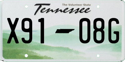 TN license plate X9108G